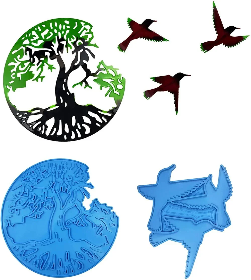 

Tree of Life and Hummingbird Resin Molds DIY Wall Art Silicone Molds Epoxy Resin Casting Wall and Door Home Unique Decoration