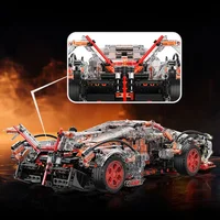 Transparent V12 Block Roadster RC Tech Racer 1:14DIY Roadster building block assembly Block car toy birthday gift 4