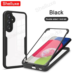 360 Full Body Clear Double-Sided Silicone Case Cover for Galaxy A25 (Black)