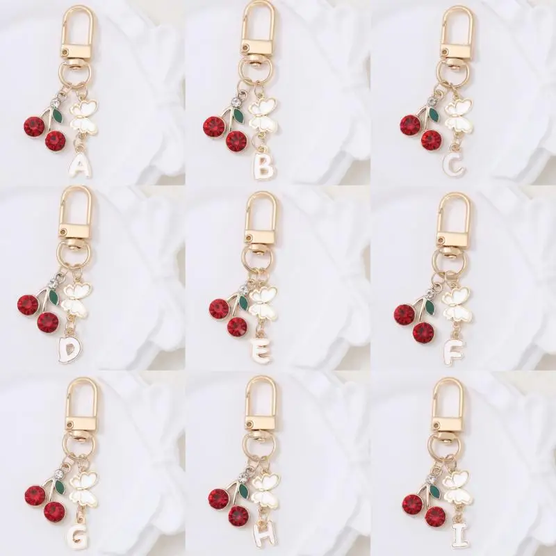 Modischer Kirsch-Schmetterling Buchstaben-Schlüsselanhänger A-Z Initialen-Schlüsselring Charms Taschenanhänger Dekoration Autoschlüsselhalter Paar-Geschenk – Detail 4