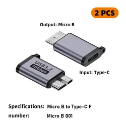 USB C 3.0 Micro B Male to Type C Female Adapter (2x C to Micro B)