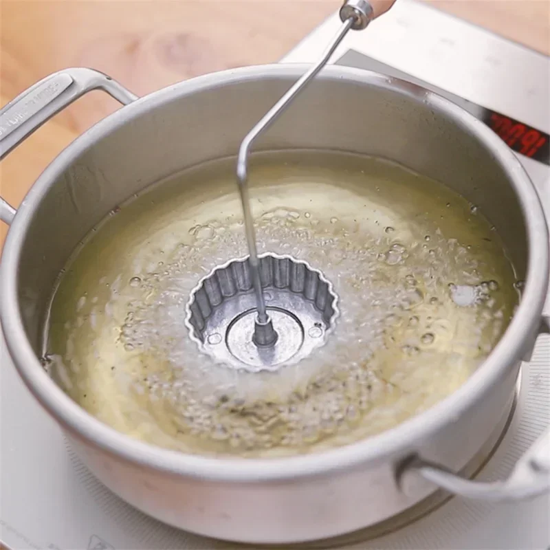Aluminum Swedish Rosette Iron Maker Waffle Timbale Molds Funnel Cake Ring Maker Cookie Bake Mold Bunuelos Mold Kitchen Tools