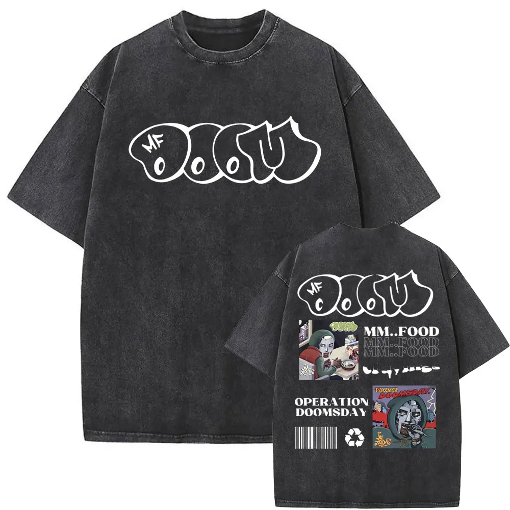 MF DOOM Washed Black Graphic T Shirt Hip Hop Rap Streetwear Unisex Tee