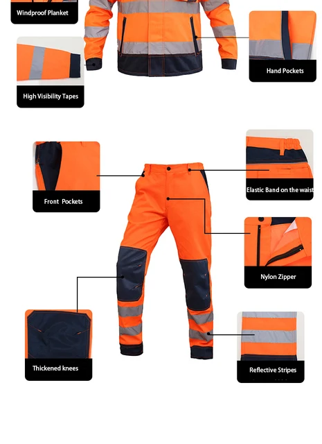 Reflektierende orange Jacke für die Arbeit Arbeits jacke für Männer mit  Reflektor Arbeits kleidung Bau Werkstatt Uniformen Männer Mechanick -  AliExpress