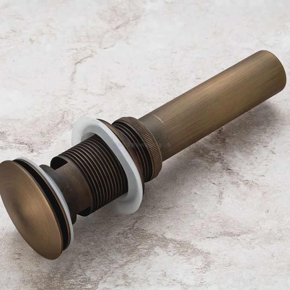 

Bathroom Lavatory Antique Brass Basin Sink Drain Pop Up Grate Waste Drainer Waterlet Drains With Overflow Hole Nsd003
