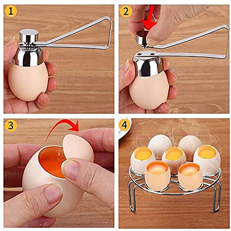 Egg Shell Opener Egg Opener Egg Cracker Topper, Stainless Steel Egg Opener Eggshell Cutter Tool, Perfect Scissors for Raw/Soft Hard Boiled