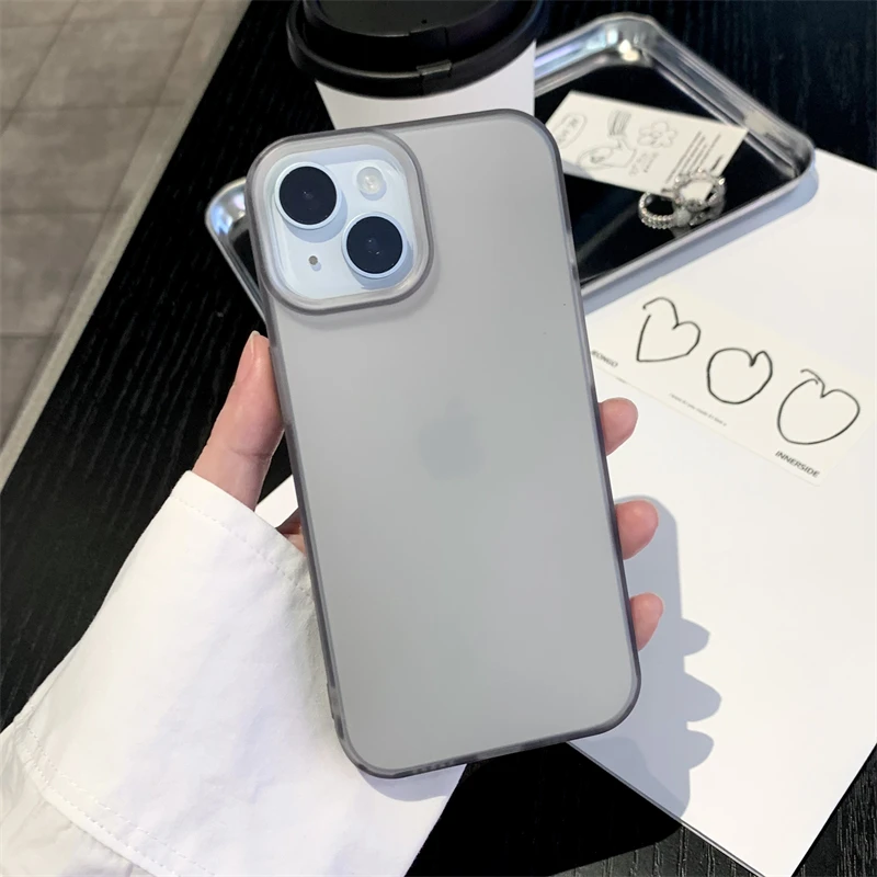 Luxury Transparent Matte Phone Case For iPhone 16 11 12 13 14 15 Pro Max 7 8 Plus XR SE Soft Shock Proof Bumper Back Cover Men