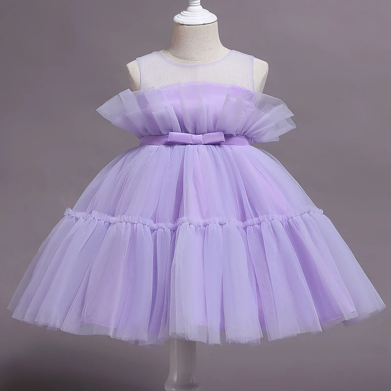 Baby Girl Dress 0-5Y Sleeveless Mesh Princess Dress Tutu Newborn Girl Wedding Party Baby 1st Birthday