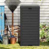 38 Gallon Large Outdoor Trash Can, Waterproof Resin Hideaway Garbage Bin with Lid and Drip Tray, Outside Trash Bin for Porch 2