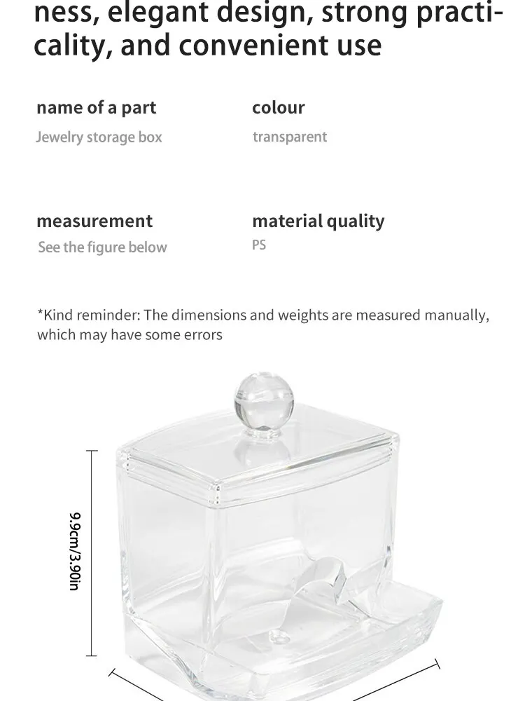 Wattes täbchen Ball Aufbewahrung sbox mit Deckel großer Kapazität Badezimmer Acryl transparent Behälter Glas Spender – Detail 3