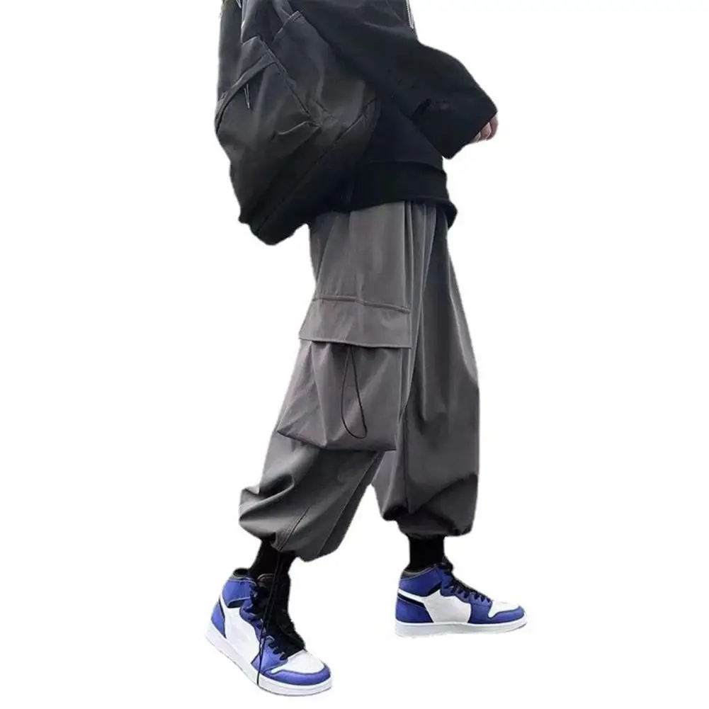 

Hip Hop Chic Streetwear Men Trousers Comfortable Cargo Pants Solid Color for Jogging