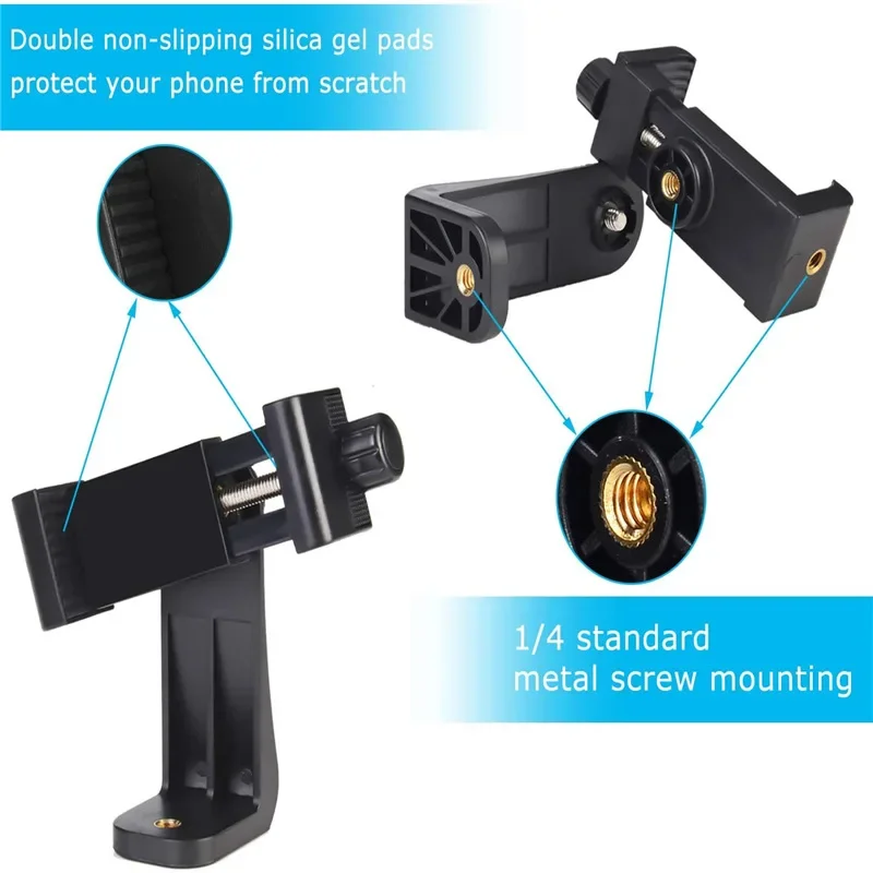 Phone Tripod Phone Tripod Mount Phone Clip Mount Phone Clip Bracket Phone Holder Clamp Tripod Screw Mount Adapter 360 Degree Mobile Phone Clip 1/4 Screw Cellphone Holder For Samsung iphone