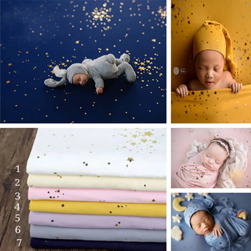 40/150*170cm Newborn Photography Props Blanket Baby Gilding Star Blanket Backdrop Fabrics Cloth Baby Shoot Studio Accessories