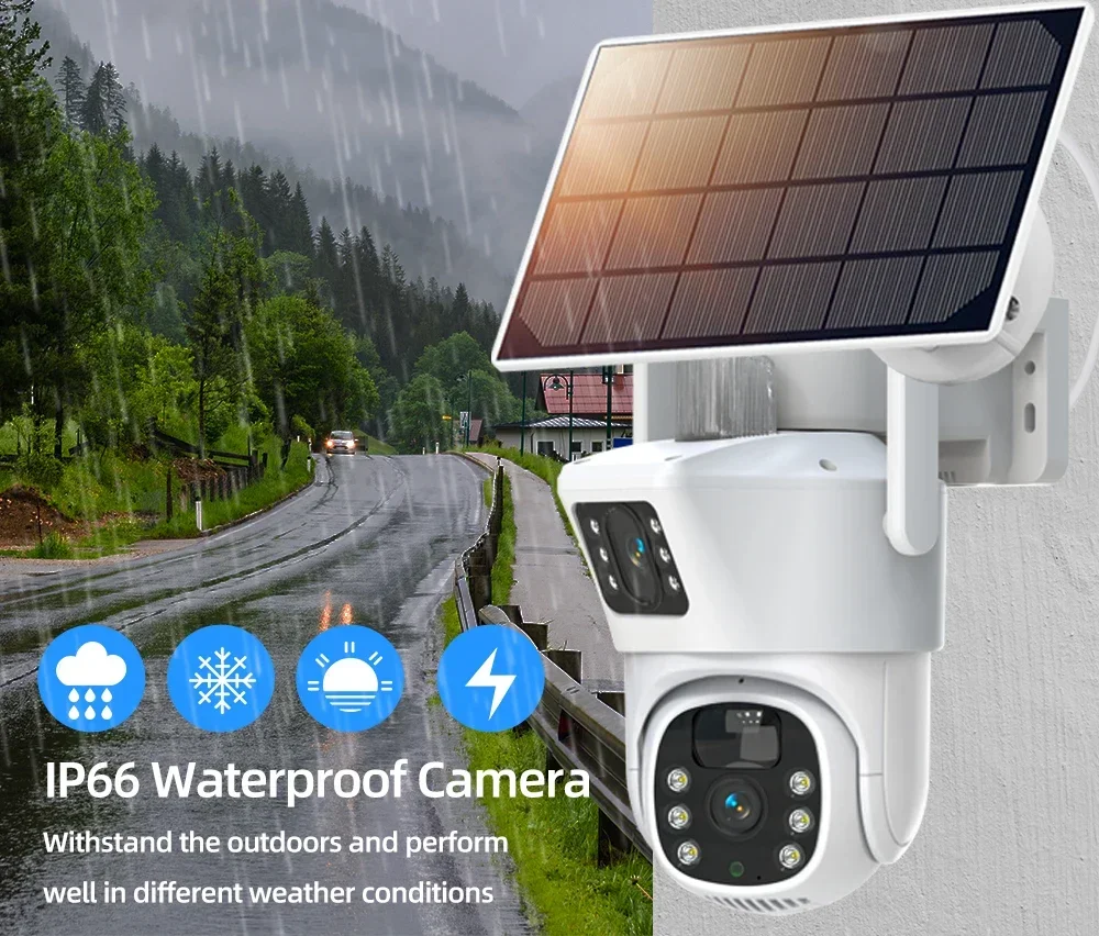 4K 8MP Dual Lens Wifi Solar CCTV Camera System 10CH Wireless NVR Kit Two-Way Audio PTZ IP Security Camera Video Surveillance Set 4