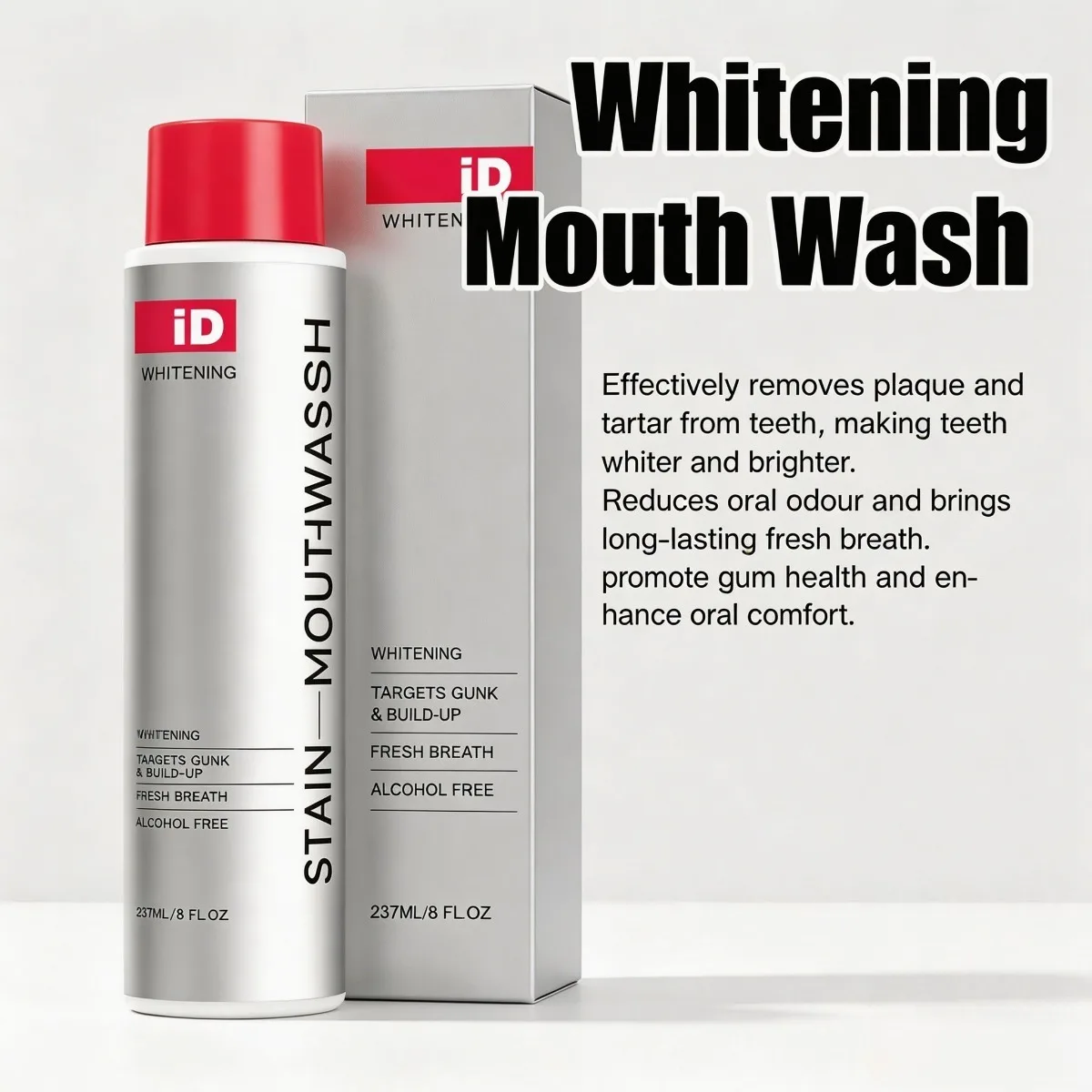 Stain Whitening Mouthwash Fresh Breath Remove Plaque Stains Enamel Safe Lasting Freshness Protect Gum Oral Care