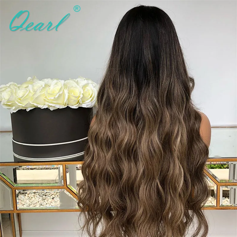 

13x6 Human Hair Lace Frontal Wigs for Women Ombre 30# Brown with Honey Blonde Highlights Lace Front Wig 30inchs Long 180% Qearl