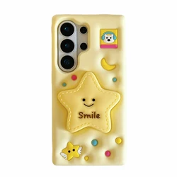 Telescopic Bracket with 3D Soft Silicone Phone Case Cover - Galaxy A37 (3D Star)