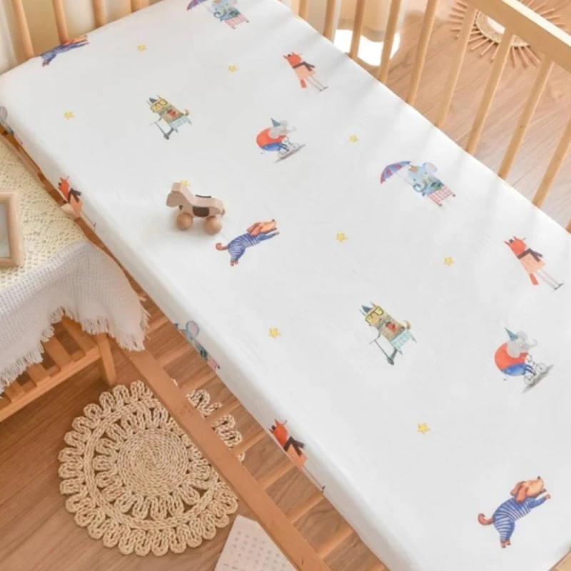 9 Styles Soft & Breathable Cotton Baby Crib Fitted Sheet 140*70cm Cartoon Printing Mattress for Infants Bed Accessories