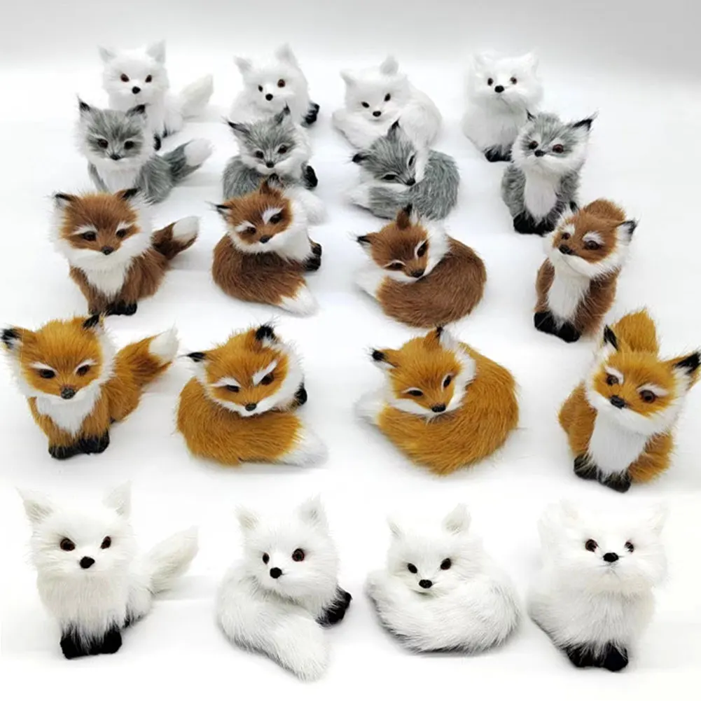 Cute Imitation Fox Ornaments Simulation Mini Squatting Squirrel Model Children Birthday Gifts Home Decor Plush Figures Craft 2