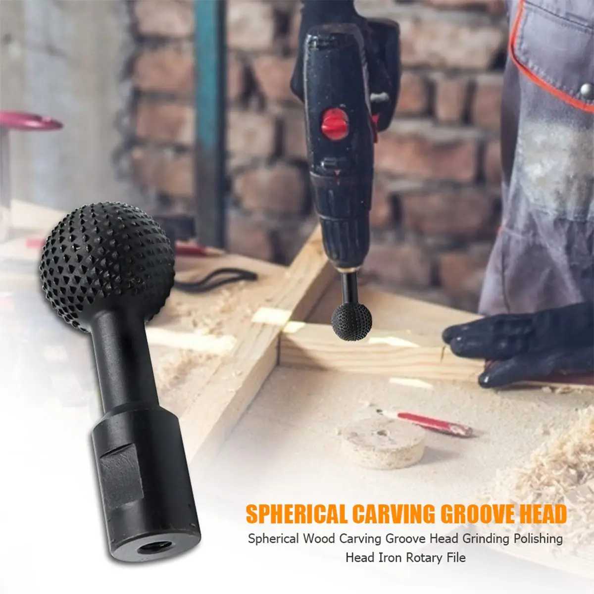

14mm Ball Gouge Spherical Spindles Shaped Wood Gouge Power Carving Attachment for Angle Grinder Wooden Carving Tool