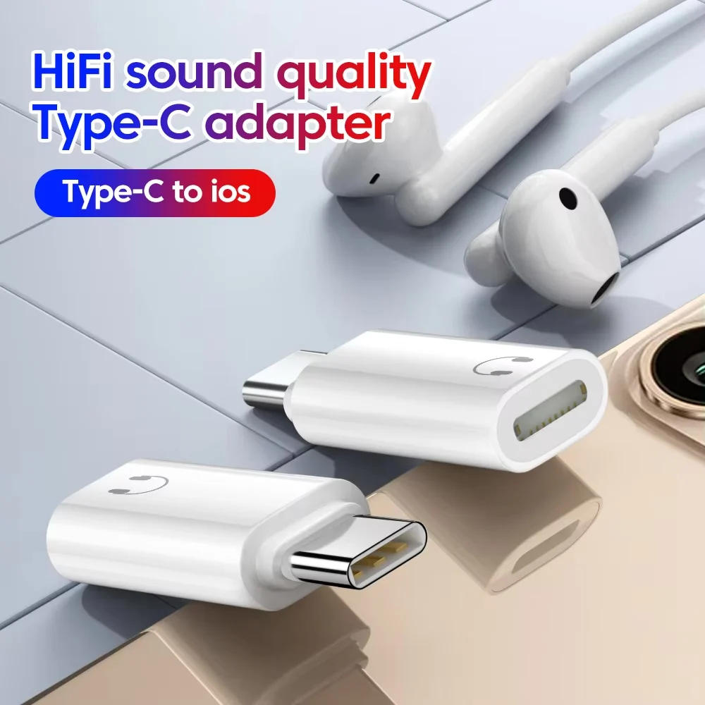Type C To IOS Headphone Audio Adapter USB C Male To IOS Female Connectors for IPhone 16 15 IPad Samsung Earphone Converter Hao Bo