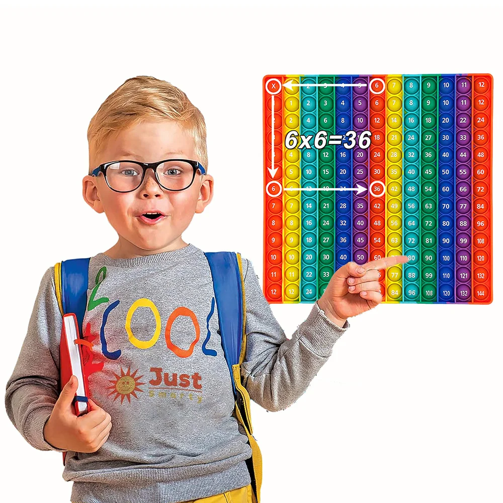 12x12 Multiplication Quick Push Pop Bubble Fidget Math Games, Times Table Numbers Counting Stationery Educational Toys for Kids 4