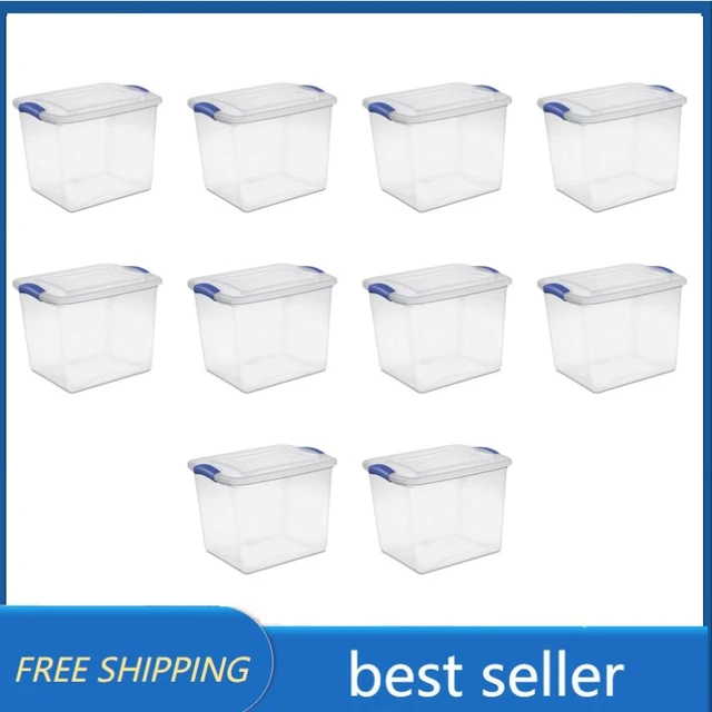 Sterilite 27 Quart Clear & White Plastic Storage Bin with One