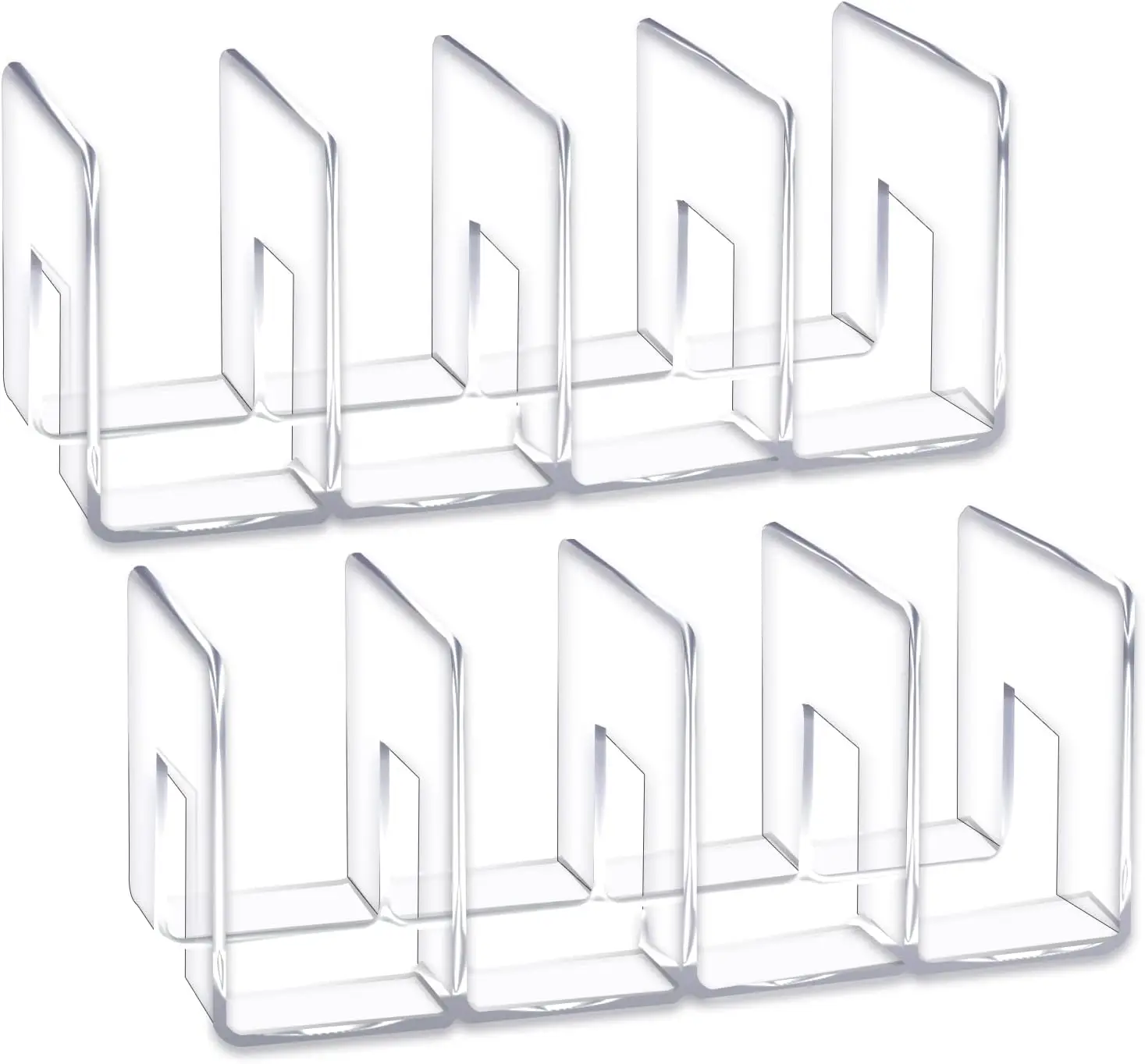 Clear Acrylic Desk File Sorter Purse/Handbag Organizer Divider Mesh Folder Office Supplies Stand Bookshelf ( Sections) (2Pack-4