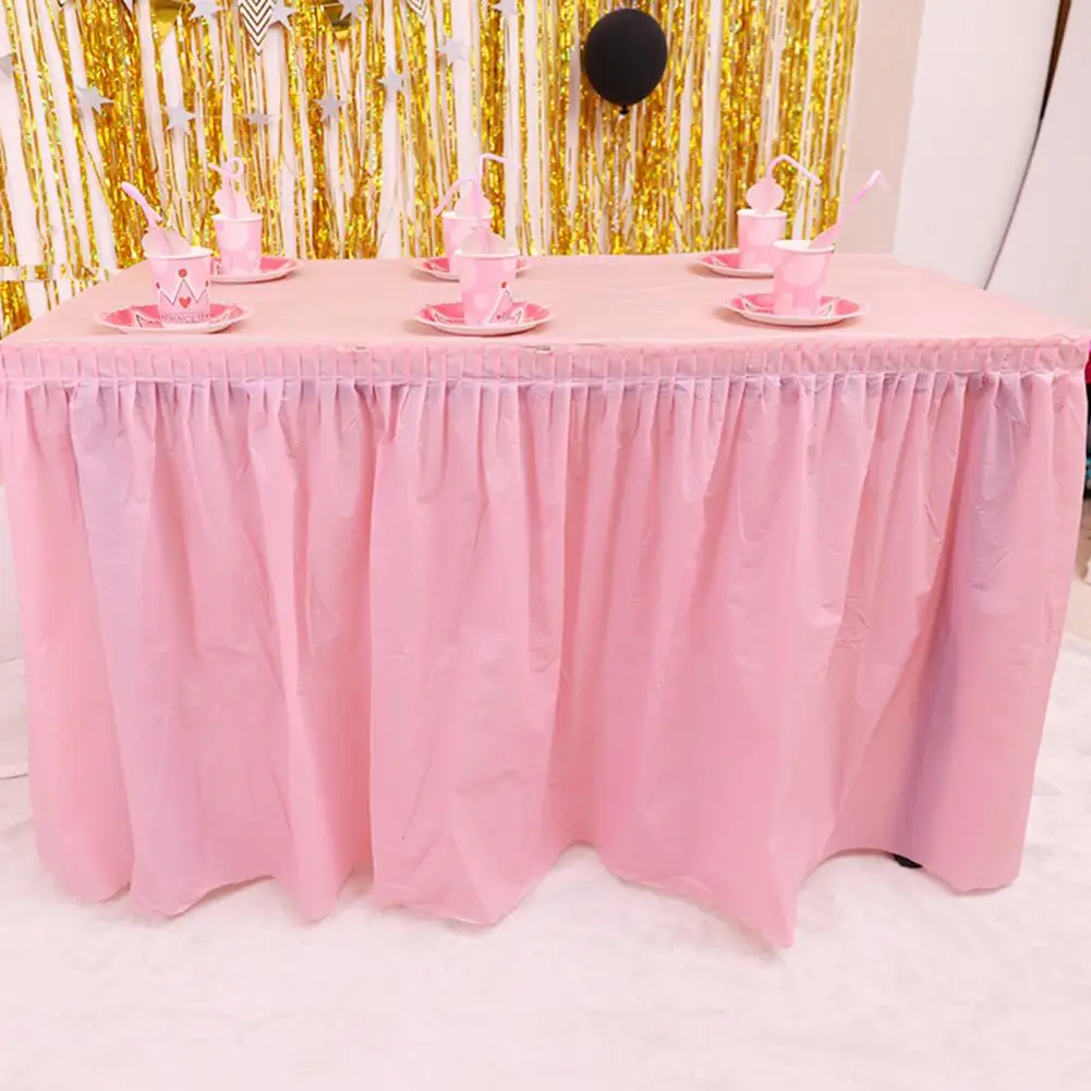 Table Skirt Waterproof Desk Dress Cover Home Tableskirt Rectangular Tablecloth Birthday Banquet Party