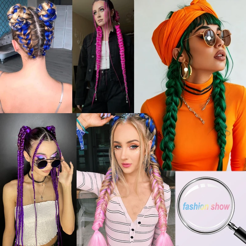 Synthetic 1Pcs Straight Ponytail With Elastic Hair Tie Colorful Braiding Ponytail Hair Extensions Hair Accessories For Women