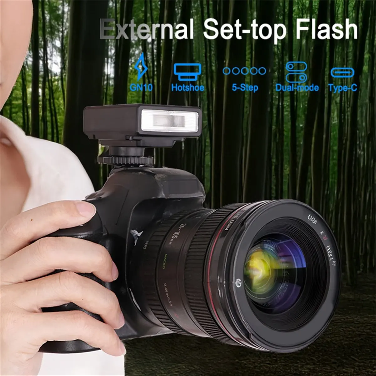 N05R 범용 핫슈 카메라 플래시 GN10 5600K 카메라 외부 미니 사진 플래시 (/캐논/니콘/파나소닉 호환) 화이트