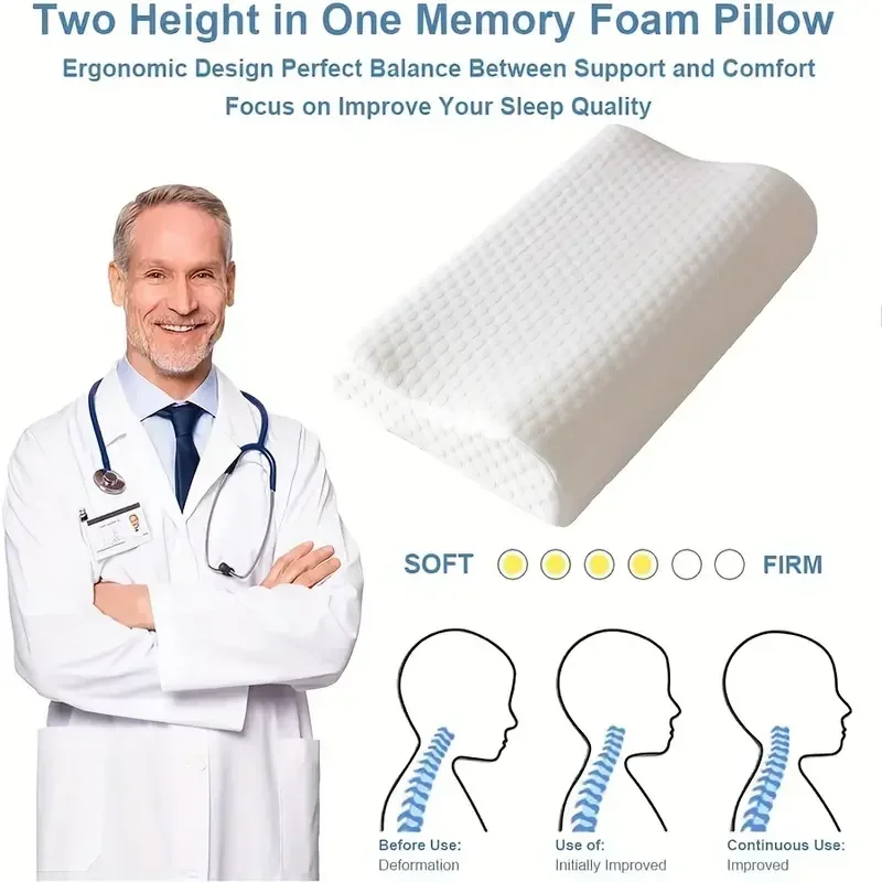 Memory Foam Pillow 1pc Memory Foam Pillow Knitted Fabric Polyurethane Slow Rebound Temperature Sensing Water Cube Pillow Core For Anti-snoring