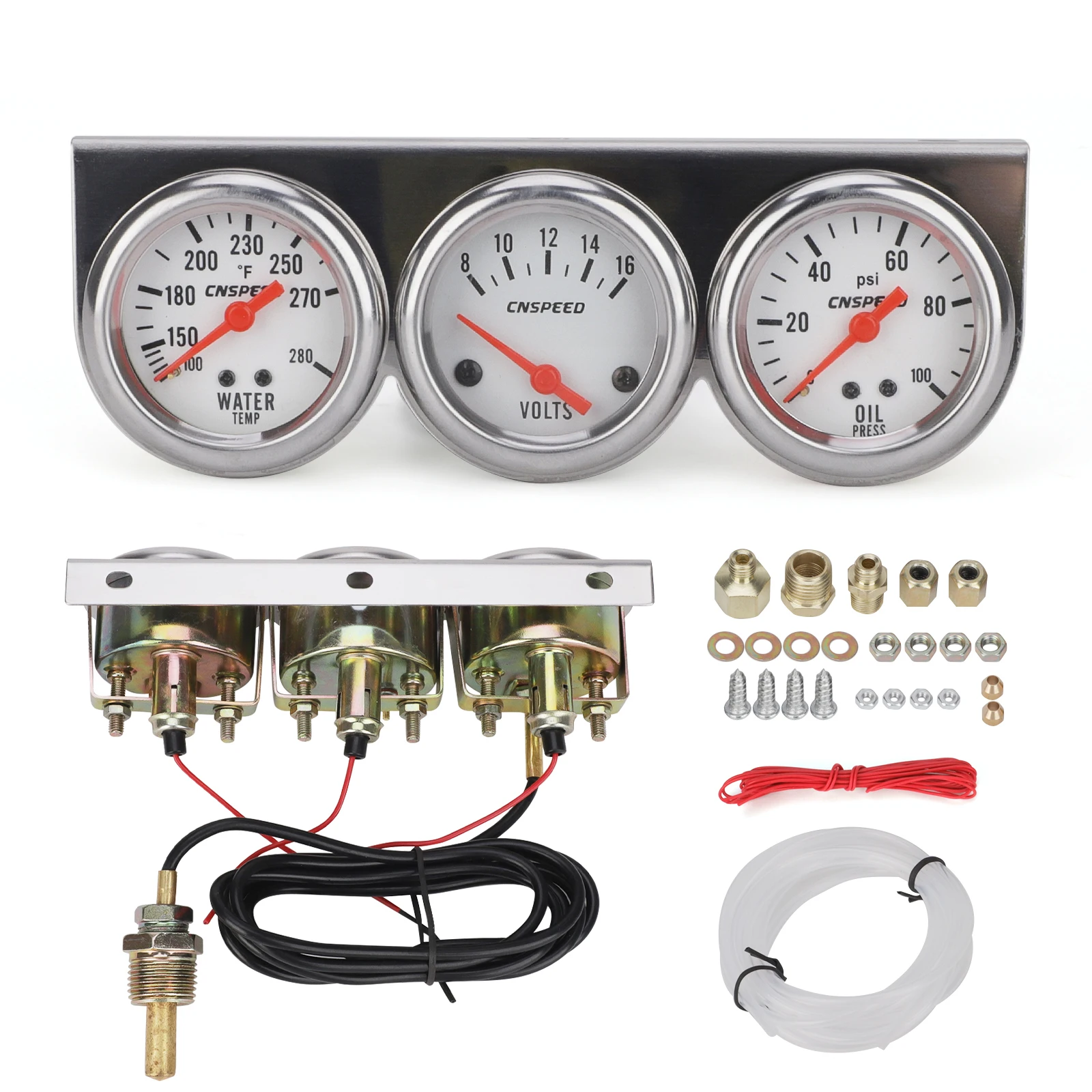 2" 52mm 3in1 Car Triple Gauge Kit Oil Pressure Water Temp Fuel Level