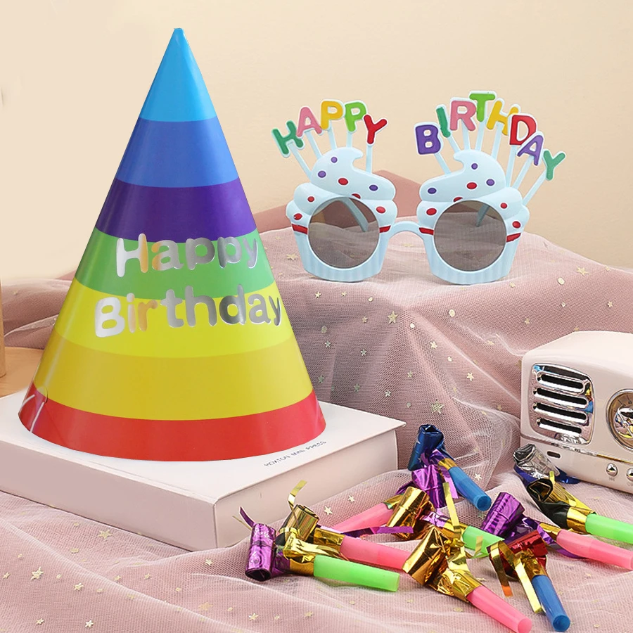 10Pcs Paper Cone Birthday Hats For Girls Boys Party Decorations