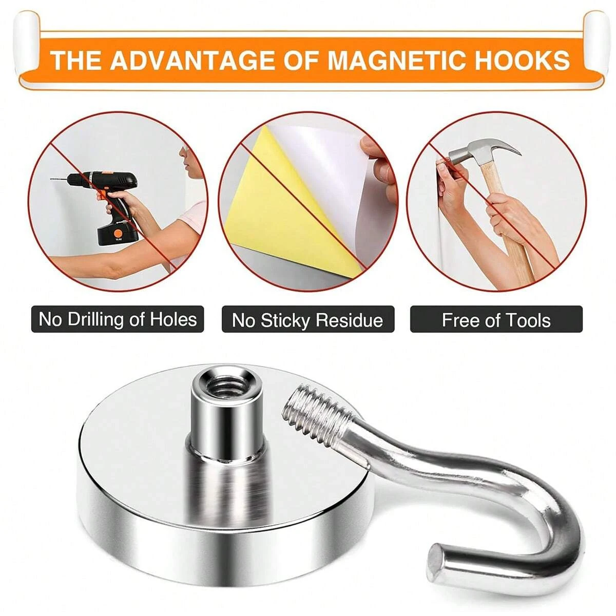 Magnetic Hooks Heavy Duty 40Lbs for Cruise Cabins Strong Magnets Neodymium with Hooks for Hanging Magnetic Wall Hooks