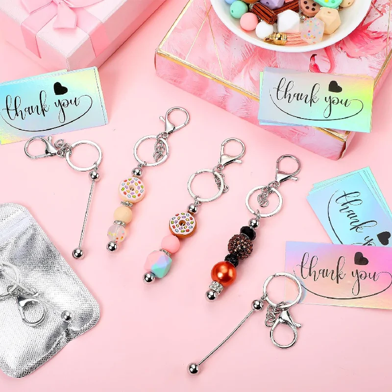 Beadable Keychain Kits Beaded Keychain DlY Pole Charm,Beaded Cute Pendant Ornament Ornament Set