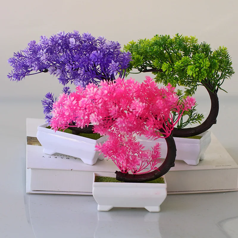 Artificial Plants Bonsai, Fake Flowers Potted Ornament, Small Tree Pot Plant For Hotel Garden Office Home Desk Decoration