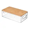 Clear Plastic Office Supplies Storage Container Stackable Desk Organizer with Bamboo Lid for Bathroom Cabinet Desk Organization 1