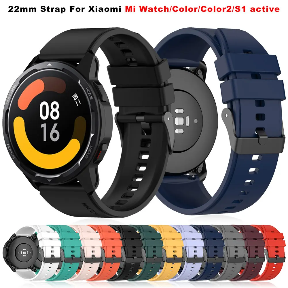 Silicone Watchband 22mm Xiaomi Mi Watch Color 2 Sports Strap Mi Watch Color Correa Wristband Xiaomi S1 Active