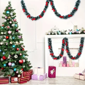 Christmas Tinsel Bow Ribbon Garland 6