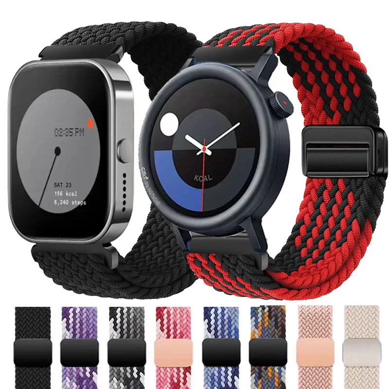 Braided Nylon Solo Loop with Magnetic Buckle - 22mm Sport Wristband Bracelet