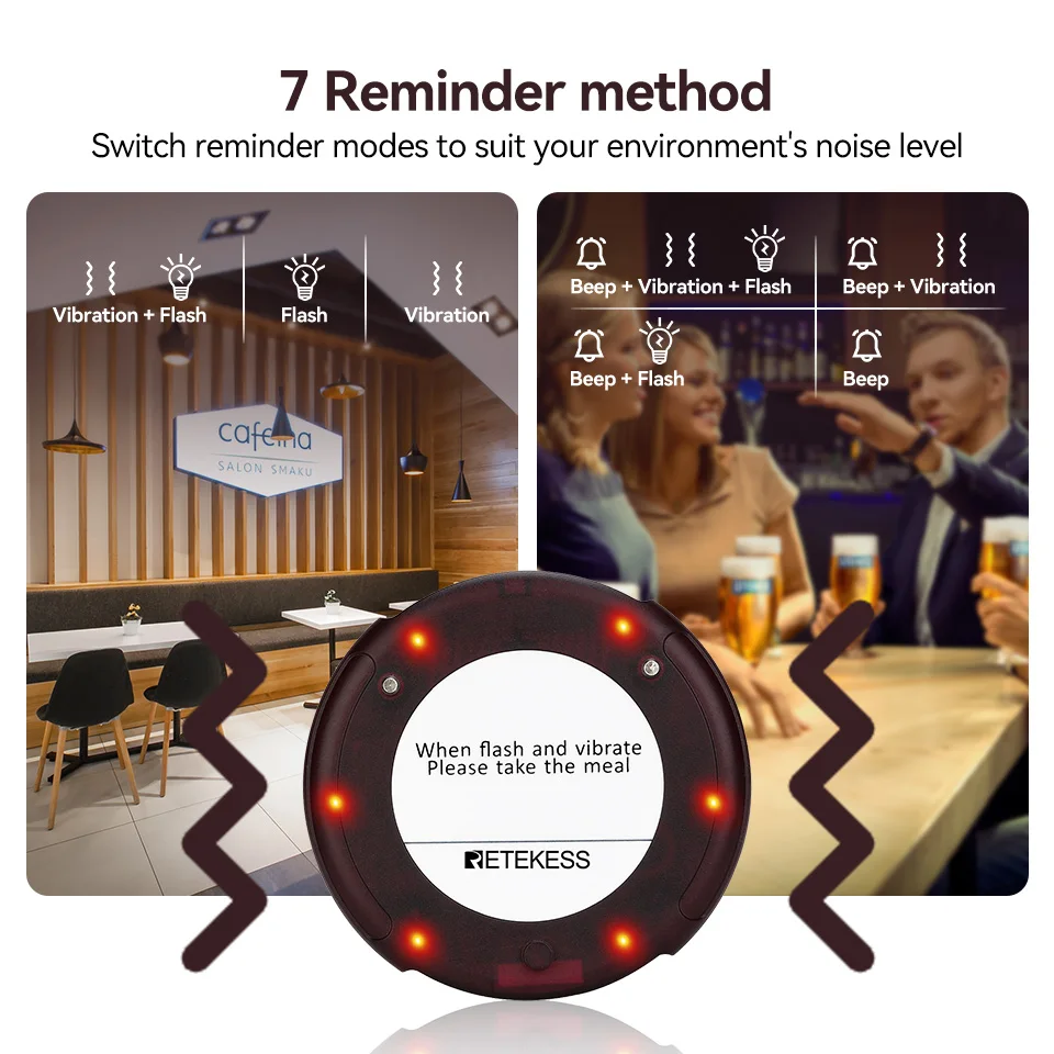 Retekess TD163 Restaurant Pager Wireless Calling System Vibrators Paging Device Vibration Bell Cafe Beeper for Coffee Food Truck wireless calling system