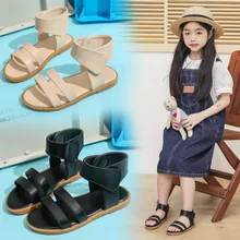 

Girls Sandals 2022 New Big Children Princess Soft Rome Kids Fashion Summer Flat Korean Style Casual Beach Shoes Drop Shipping PU