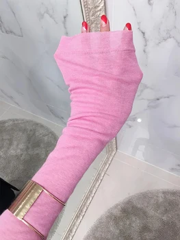 مثير انظر من خلال المرأة تي شيرت طويل الأكمام الكورية نمط سليم الأساسية مرونة التي شيرت ملابس نسائية الصلبة تي شيرت فام 3