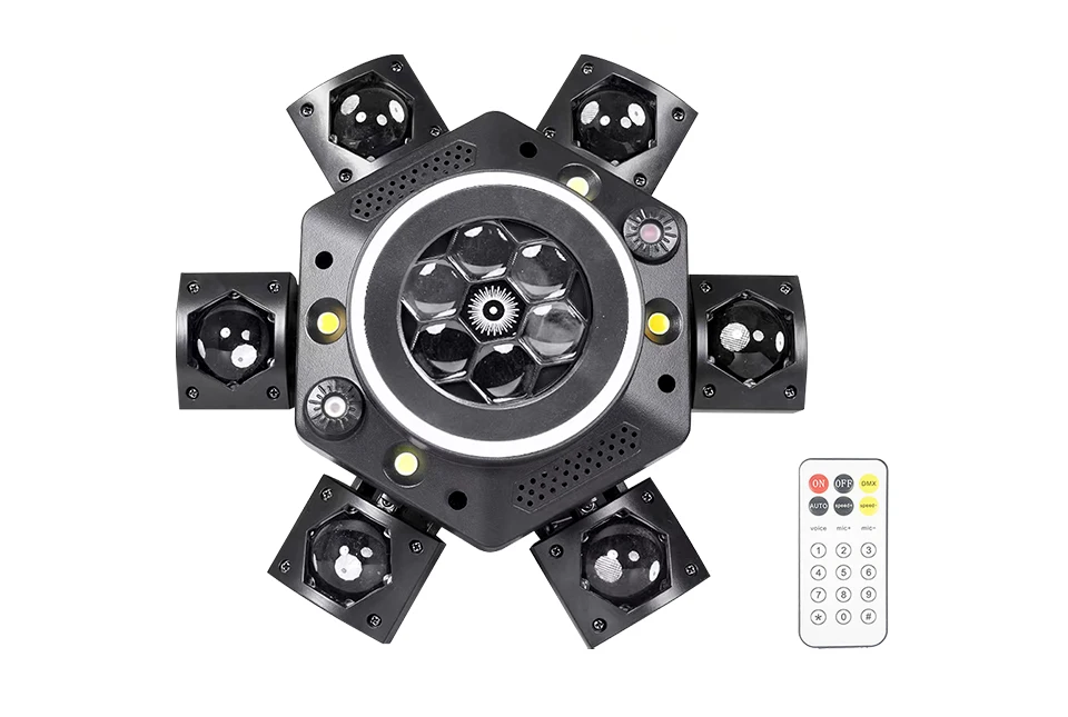 Remote 6 Arm Pattern Moving Head Light RGBW 120W Mini 6 Head Strobe Effect Stage