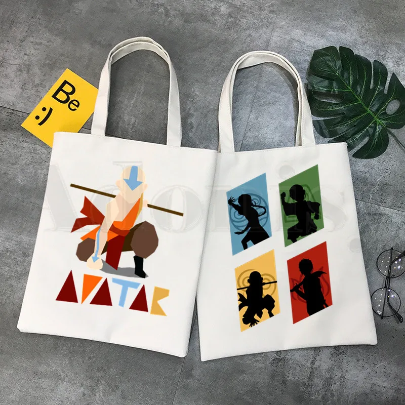 

Avatar The Last Airbender Aang And Appa Anime Graphic Hipster Cartoon Print Shopping Bags Girls Fashion Casual Pacakge Hand Bag