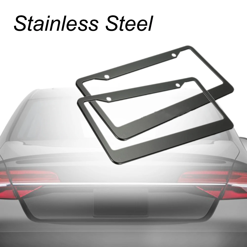 2pcs 12inch X 6inch Stainless Steel Car Auto License Plate Frame Covers Kit For All Usa And