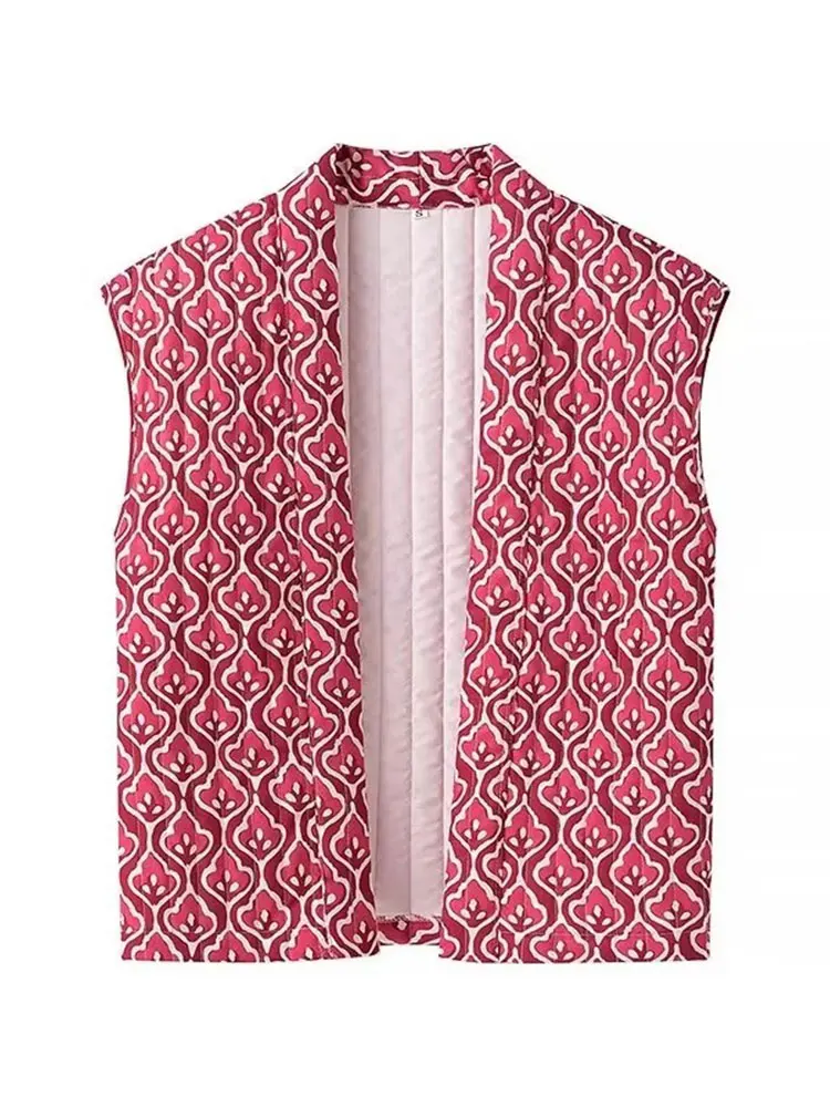 HH Women Loose Causal Cardigan Vest Print Sleeveless Waistcoat Autumn Winter Female Fashion Vintage Vest Chic Tops