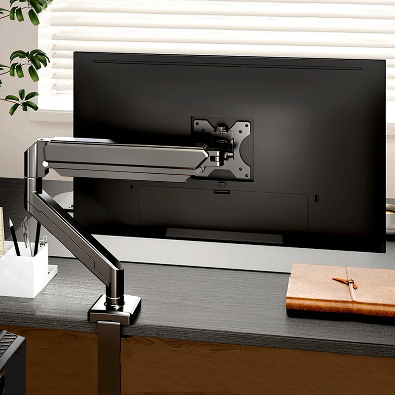 Single Monitor Mount Bracket for 14″–32″ Screens, Height Adjustable Monitor Arm with C-Clamp, Home Office Monitor Stand