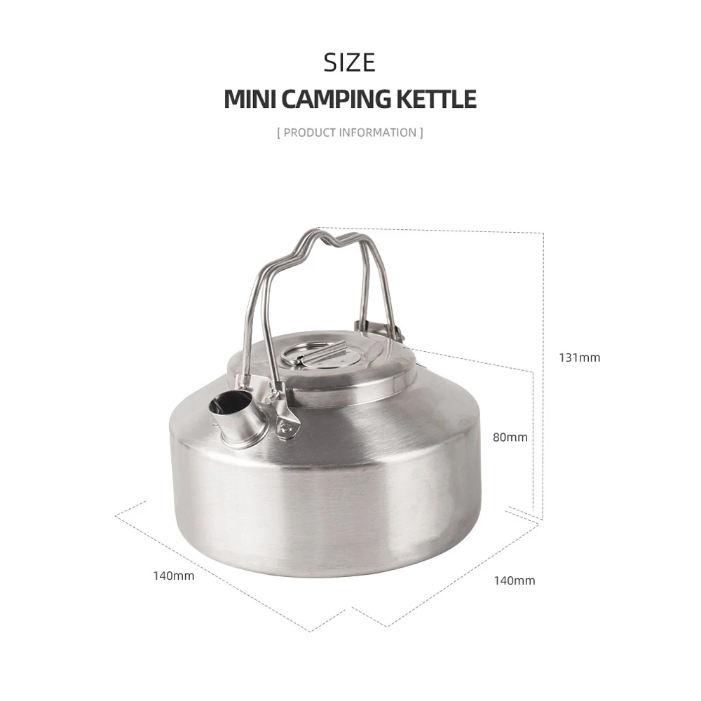 1L Outdoor Stainless Steel Camping Kettle – Portable Coffee Pot with Locking Handle for Cooking & Picnics 2